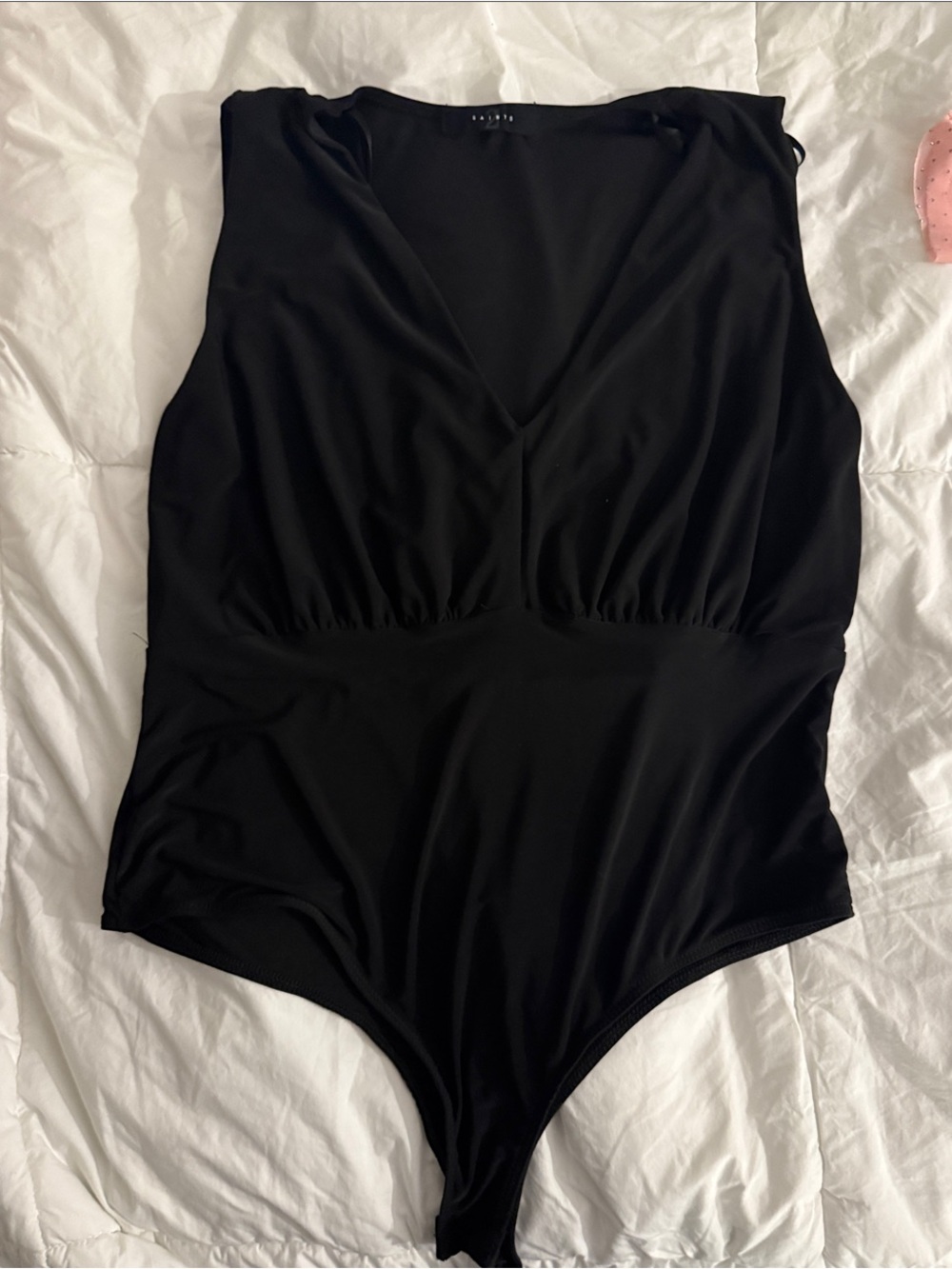 Black V-Neck Sleeveless Bodysuit